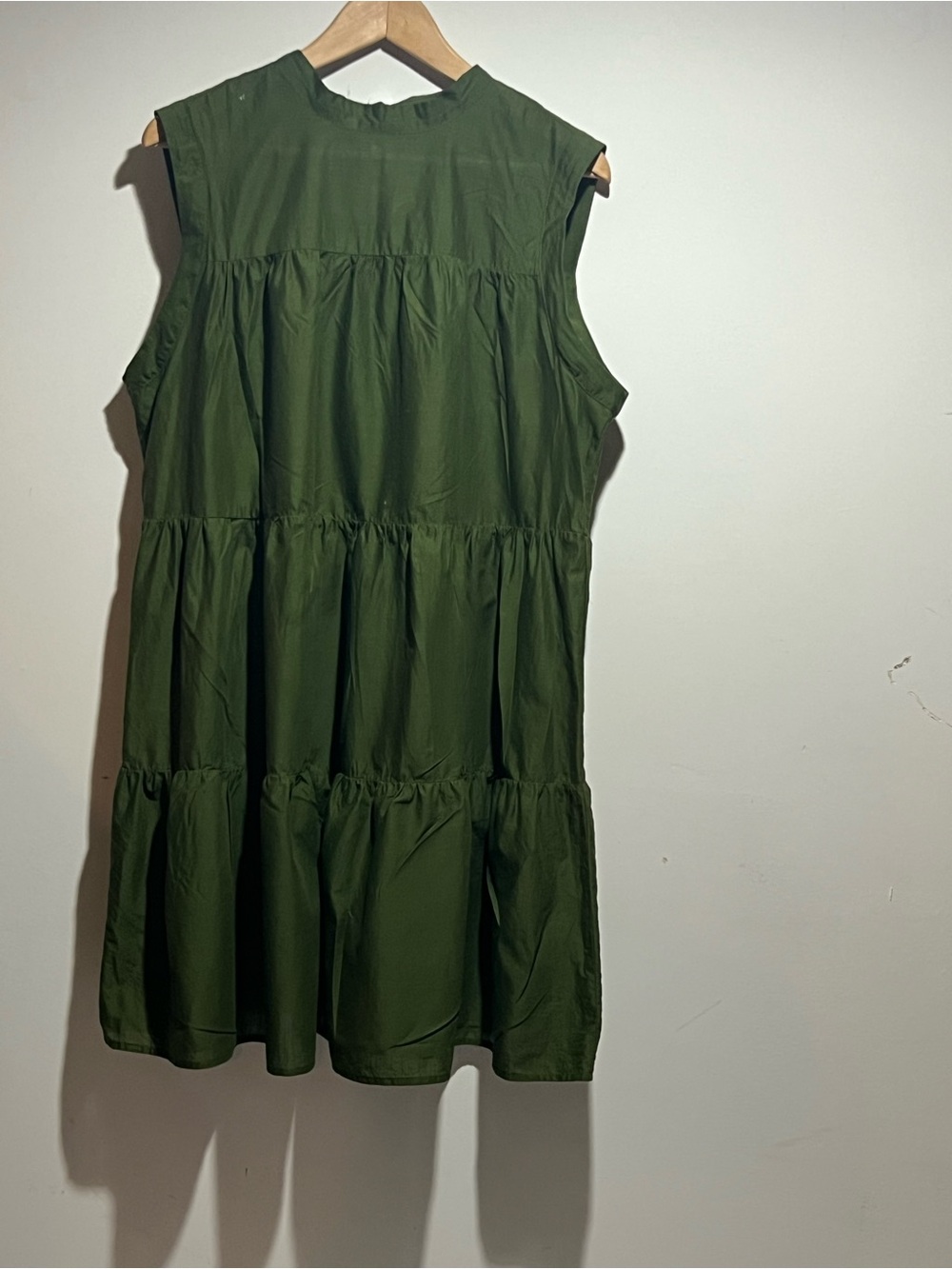 Modcloth Olive Green Sleeveless Tiered Dress